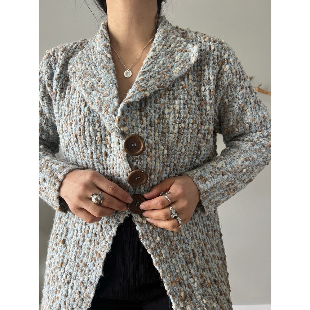 Anthro Curio Fairycore Grunge Knit Chunky Cardigan Coat Sweater Small blue